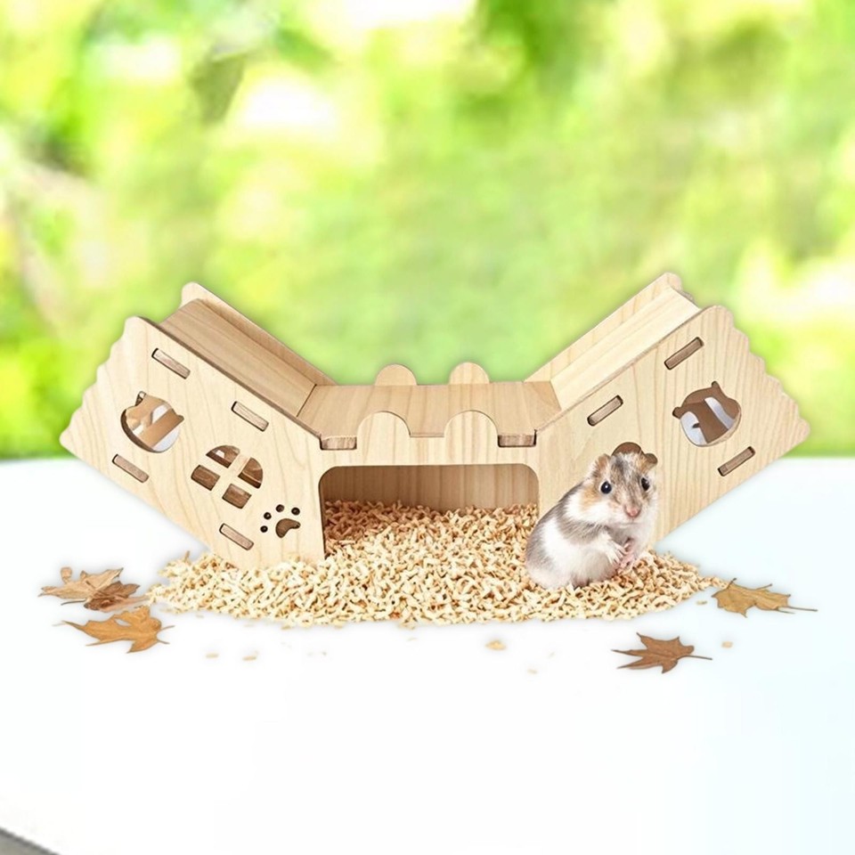 Picture of Wood Hamster Burrow Tunnel House Climbing Ramp Versatile for Small Pets ...