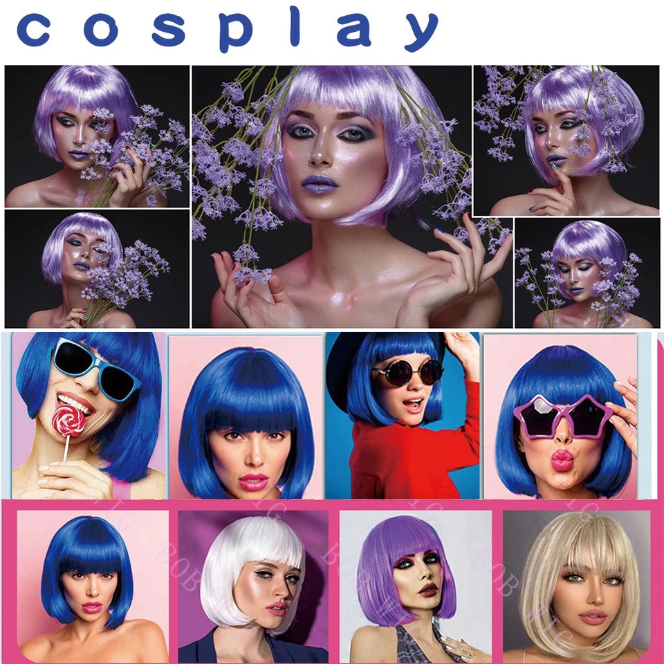 Peruca Bob Feminina Bonita Perucas Curtas Bob Moda Natural Halloween Cosplay Anime Peruca - Imagem 3 de 4
