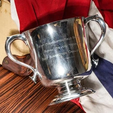 Fascinating Antique English Silverplate Trophy Cup Military Militaria