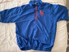 New York Mets Baseball Quarter Zip Pullover Vintage Windbreaker Men’s Large MLB