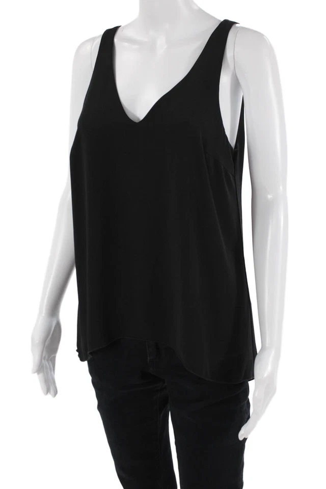 Camiseta sin mangas Veronica M para mujer negra básica con cuello en V rayón talla S Foto 2 de 4