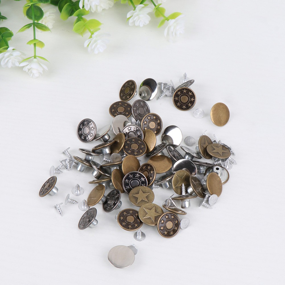 50 Sets Snap Button Fastener Buttons for Clothes Jean Replacement Kit