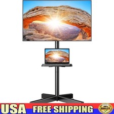 Mobile TV Stand Cart W/ Height Adjustable Shelf Tilt Feature 23-60 TVs New