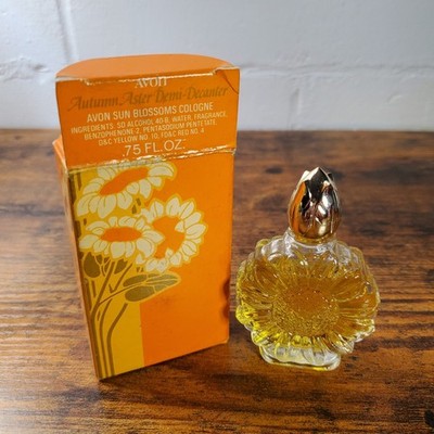 NOS VINTAGE AVON AUTUMN ASTER DEMI-DECANTER SUN BLOSSOMS COLOGNE PERFUME .75 OZ