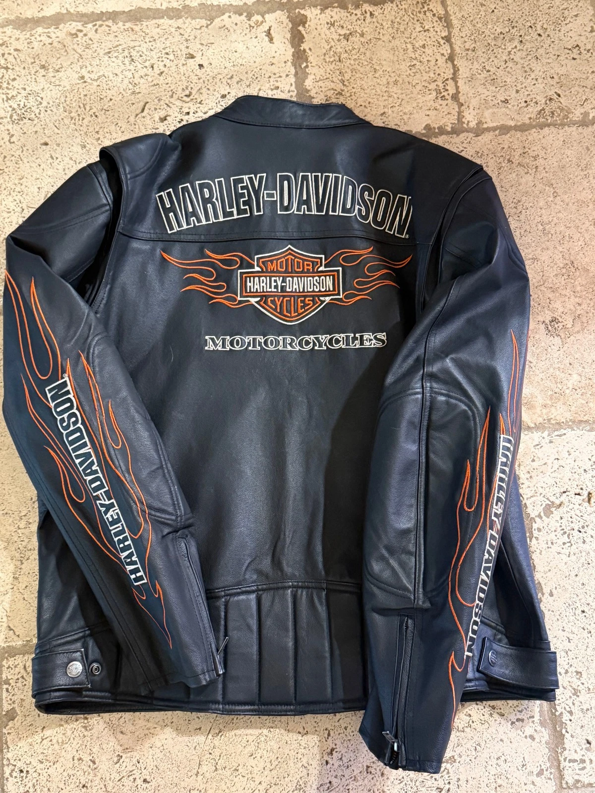 HARLEY DAVIDSON RIDE READY MEN’S XL FLAME LEATHER MOTORCYCLE JACKET 98000-10VM