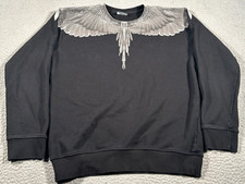 Marcelo Burlon Sweatshirt Men Large Black Wings Motif Print Streetwear Crewneck