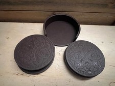 Set Of 10 Faux Leather Embossed Drink Coasters