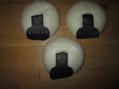 Lot of 3 Skeins ROWAN KIDSILK HAZE Mohair / Silk Yarn in Cream; 634