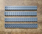 LEGO Dark Bluish Gray Plate 2 x 16 QTY 4. Part No. 4282. New.