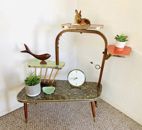 Rare Space Age Tiered Plant Stand Atomic 50s Formica Mid Century Ships From US