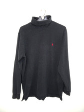 Vintage 90s Polo Ralph Lauren Turtleneck Long Sleeve Shirt XL Mens Black Preppy