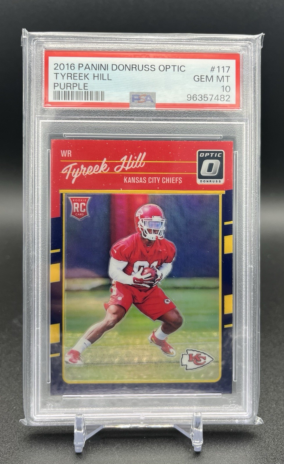 2016 Panini Donruss OPTIC Tyreek Hill ROOKIE PURPLE HOLO PSA 10 GEM MINT RC #117