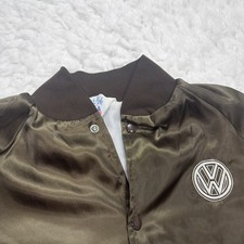 Rare Vintage Volkswagen Vw Satin Bomber Jacket Mens S Dark Olive 80s 90s Vtg