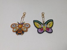 Bejeweled Bag Charms Key Chains Colorful Bee Butterfly Bohemian Cottagecore