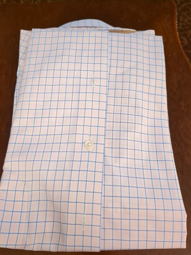 The Andover Shop Mens 15.5 - 33 (Large) Button Long Slve Cotton Blue & Pink - Picture 6 of 11