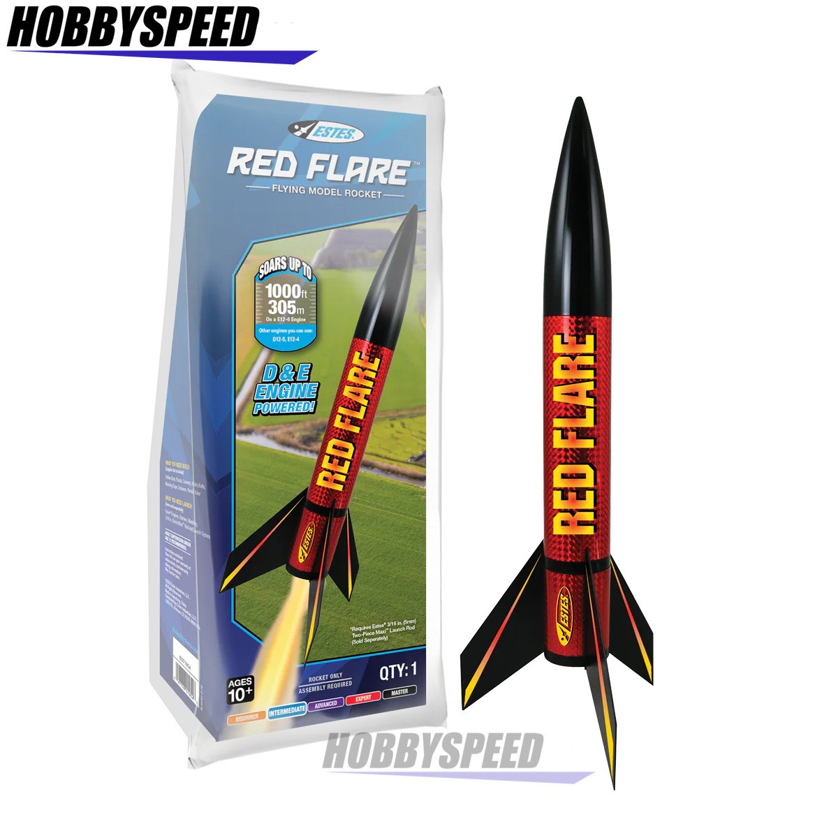 ESTES 1954 RED FLARE ROCKET INTERMEDIATE Model Rocketry project