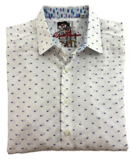 Robert Graham Men's Sz. Large White Geometric Flip Cuffs L/S Button Up 
