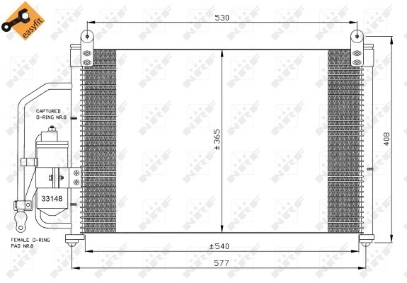 Condenseur de climatisation NRF 35393 pour modèles OE 96274635 et 96303204