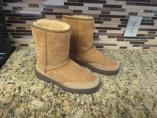 UGG Australia Shearling Winter Boots Brown Suede Rubber Sole Women's 8