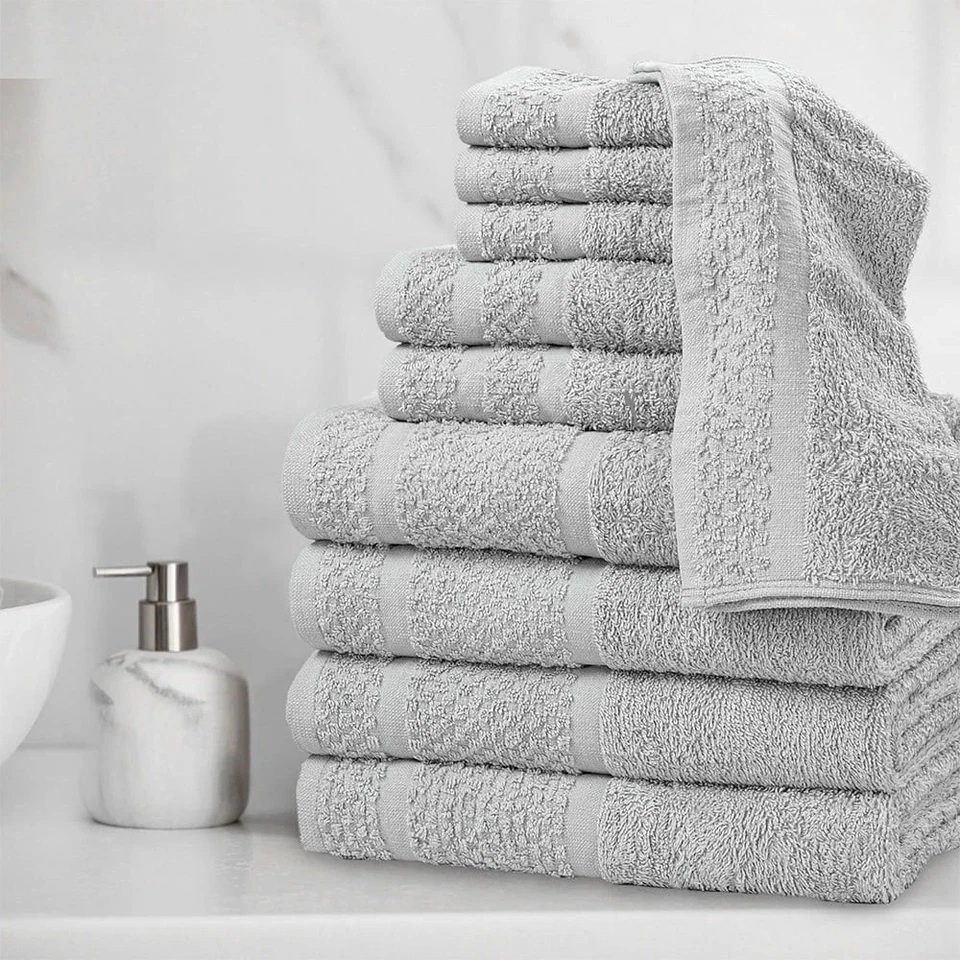 Mainstays 10 Piece Towel Set with Upgraded Softness & Durability, Grey - Image 2 of 4