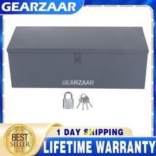 Protable Steel Tool Box & 2 Side Handles Lock Padlock For Van Vault Home Rv Camp