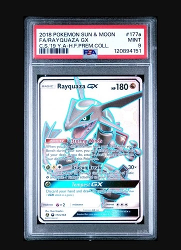 2018 Pokemon Alternate Art Hidden Fates Promos Rayquaza GX 177a/168 ✅ PSA 9