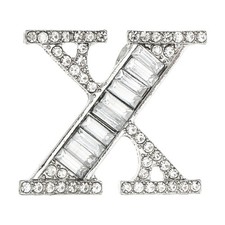 Letters Brooch Pins, Letter X Initial Rhinestone Brooch, Silver