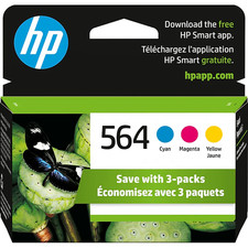 HP 564 Cyan/Magenta/Yellow Standard Yield Ink Cartridge, 3/Pack N9H57FN 140