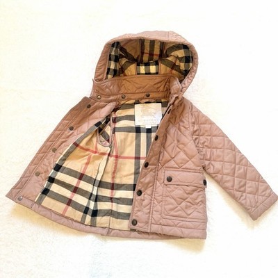 Burberry Toddler Girls Puffer Jacket 2T Nova Check Pink Horse Hooded Kids