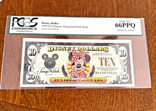 10 $ 1999 Minnie Mouse Disney Dollar PCGS 66 GEM rare parfait état NEUF
