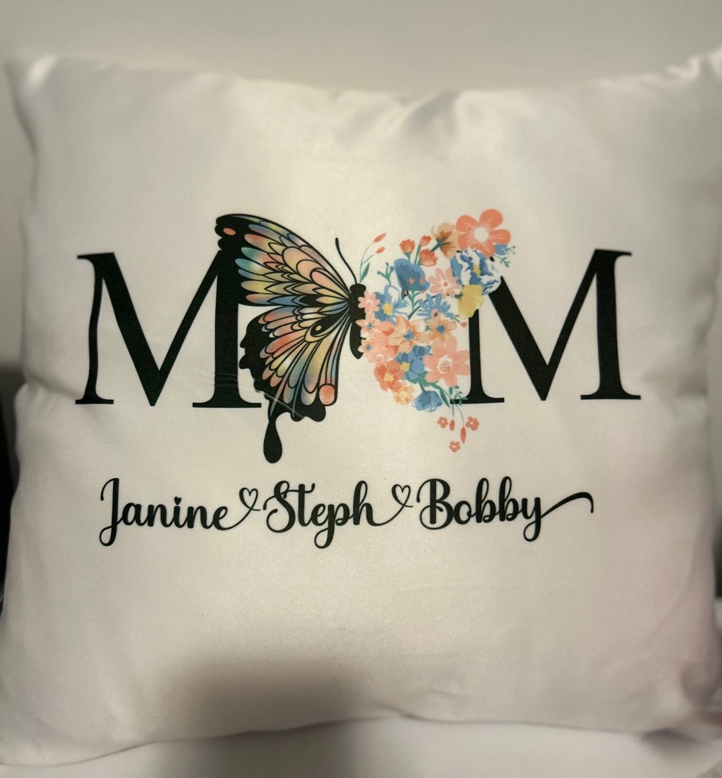 Custom Mom Pillow, Butterfly Pillow, Custom Name Pillow, Mothers Day Gift