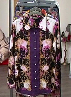 DG2 by Diane Gilman Scroll Print Button-Down Shirt Blouse Top size XL new