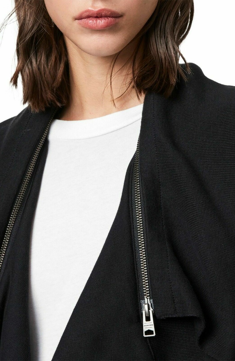 NEW AllSaints Dahlia Sweatshirt Cardigan in Black Size S #S3526 | eBay