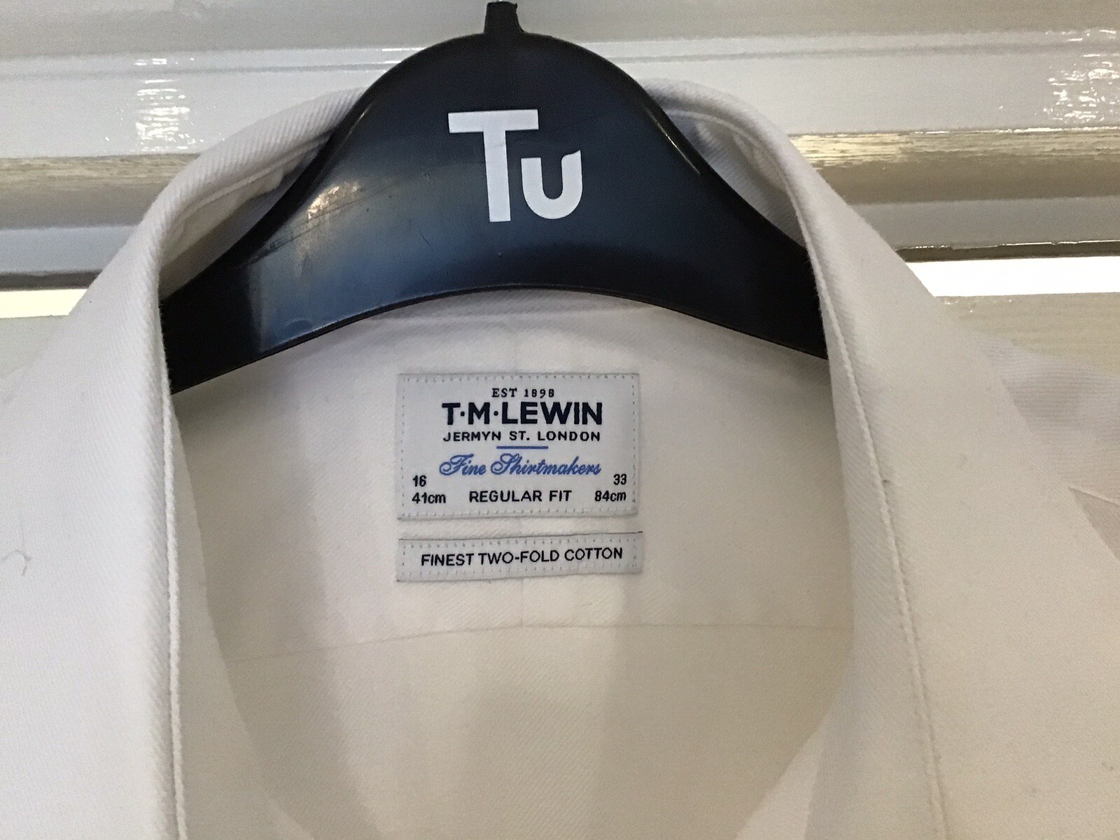 Mens TM Lewin long sleeve formal,double cuff shirt. White 16”collar