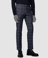 Hugo Boss Men's Blue Plaid Slim-Fit Suit Separate Pants Size 36R
