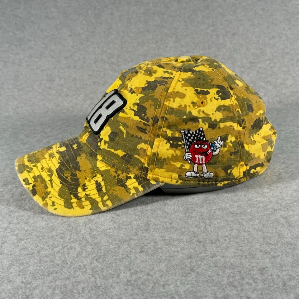 Joe Gibbs Racing Adult Hat Cap Number 18 Yellow Camouflage Kurt Busch Strap Back - Image 2 of 4