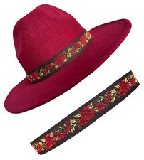 Red Rose Women cowboy Hat Band, Fedora Western Cowgirl Hatband