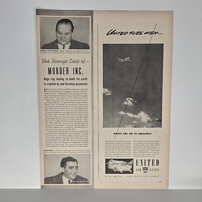 1940 United Airlines Vintage Ad Mainliner Flies High Where Air is Smoother Plane