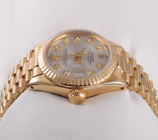 Rolex Lady Datejust 26mm President 18K Yellow Gold Fluted Silver Diamond Dial 4