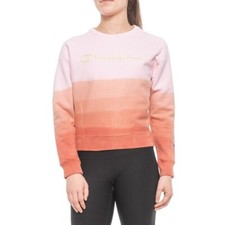 CHAMPION Reverse Weave Dip Dye Ombre Papaya Crew SWEATSHIRT Womens Size XL NEW