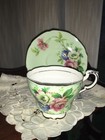 Paragon China Cup & Saucer pale green Multi floral bone England Double Warrant — photo 1