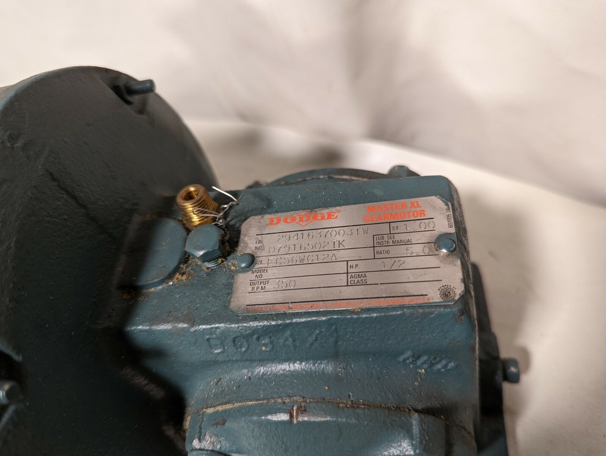 Dodge Master XL Gearmotor 2941637003TW w/Reliance Elec. 0.5HP AC 