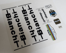 Set decalcomanie adesivi bicicletta adatti vintage Bianchi Campione Del Mondo 1973-1974