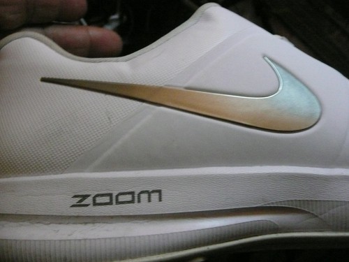Scarpe da golf Nike Air Zoom Airsole bianche argento swoosh tacchetti in gomma da uomo taglia 12W - Foto 5 di 11