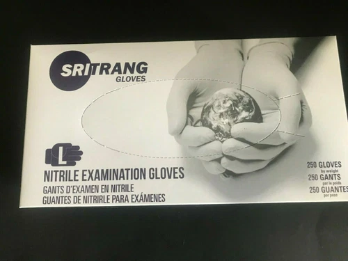 250 Count Box - Blue Nitrile Exam Gloves Size Medium or Large Powder Free 3 Mil