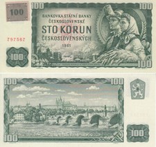 Tschechien, 100 korun o.D. (1993), m.Klebemarke, Pick 1c, ksfr.