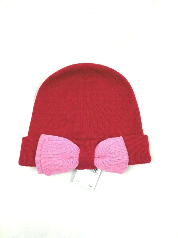 Gorro rojo Kate SpadeNew York Girls con lazo de color rosa, talla única Foto 3 de 4