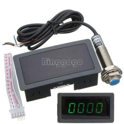 NEW Green LED Tachometer Tach RPM Speed Meter With Hall Proximity Switch Sensor