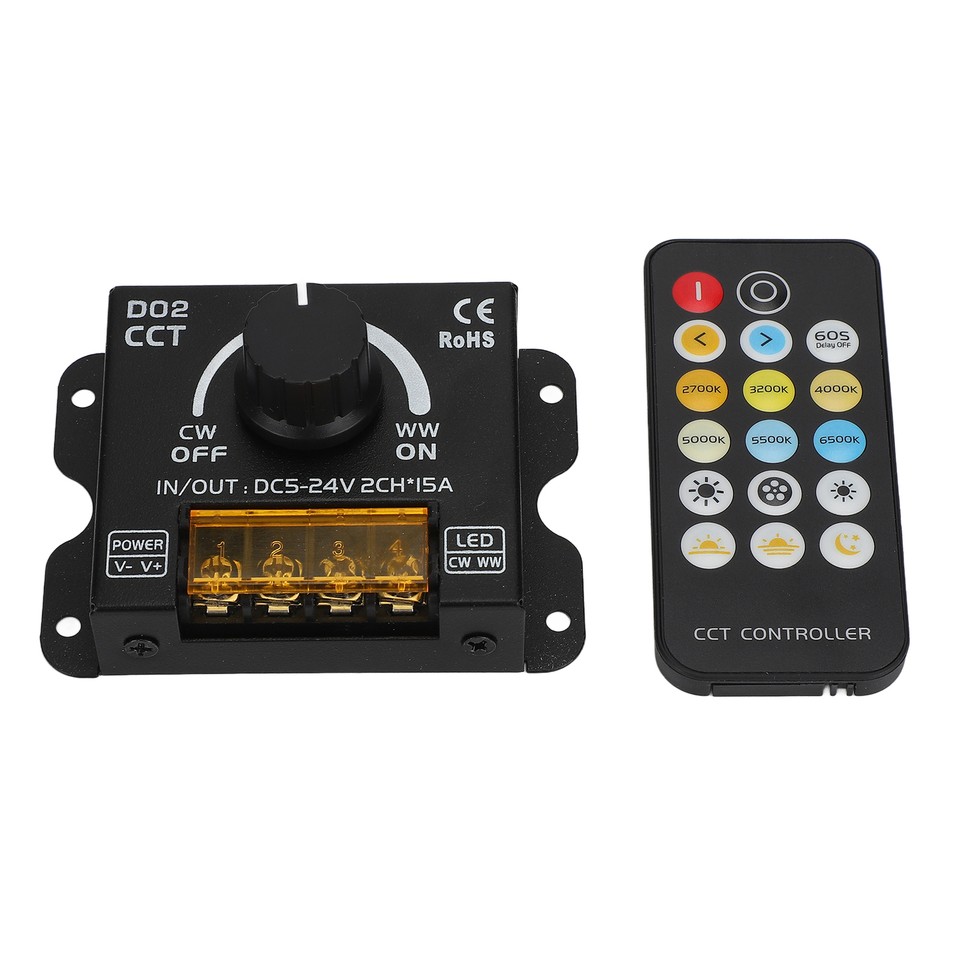 LED Dimmer 2 Channel LED Strip Light Dimmer Remote Control DC 5V-24V ...