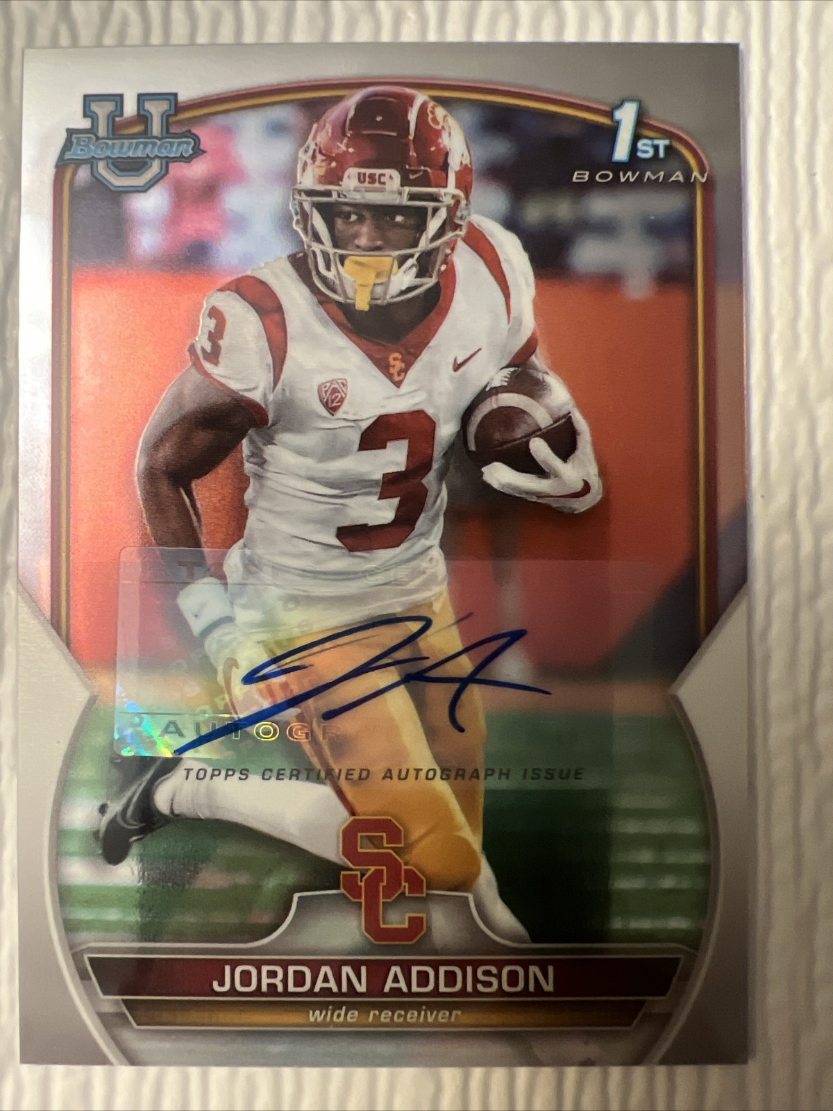 JORDAN ADDISON 2022 Bowman Chrome University 36 RC Rookie 1st Auto